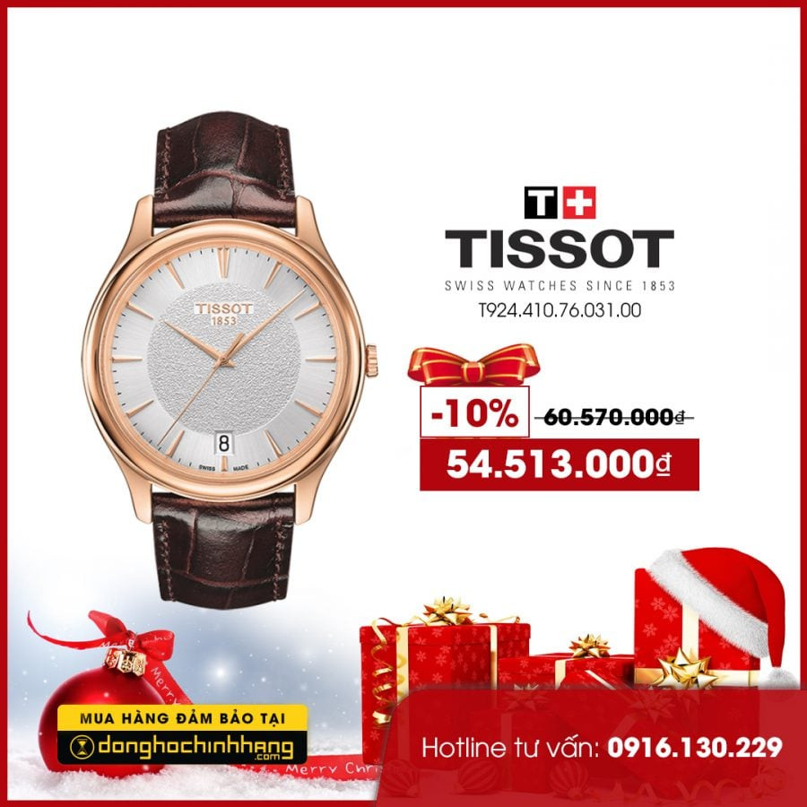 Đồng hồ Tissot T924.410.76.031.00 mạ vàng PVD mặt số La Mã