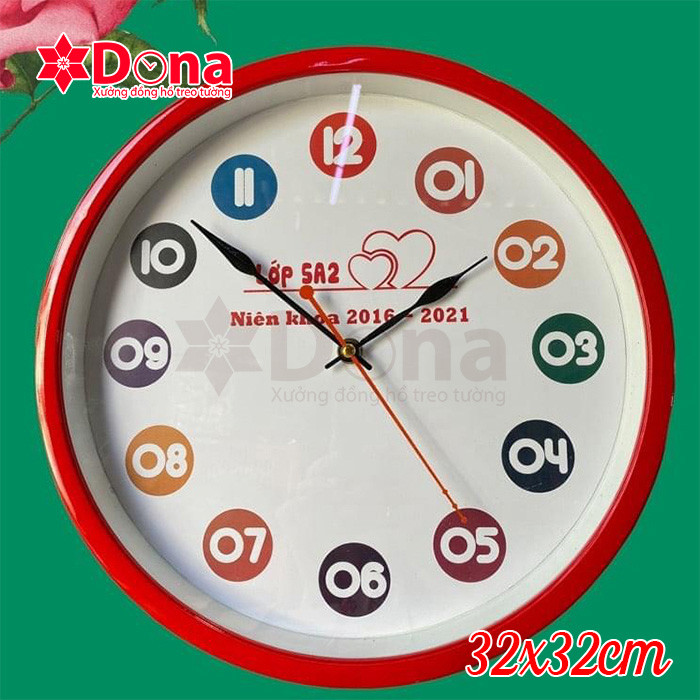 Mẫu đồng hồ treo tường 32cm vành sơn màu tuỳ chỉnh