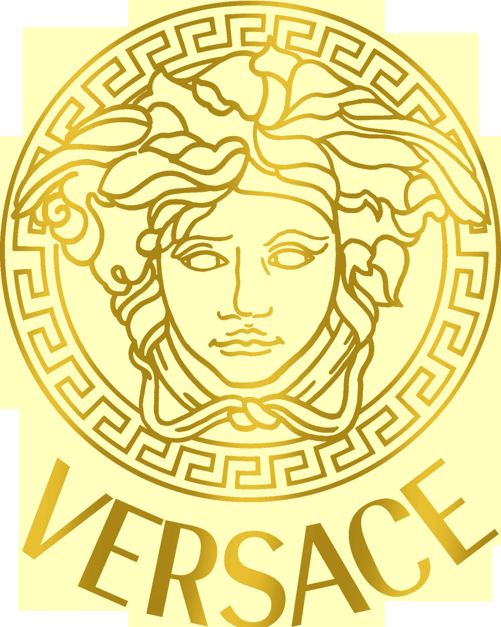 Logo đồng hồ Versace, biểu tượng Medusa đặc trưng trên nền đen, thể hiện sự sang trọng và đẳng cấp của thương hiệu khi cân nhắc thay dây da đồng hồ Versace.