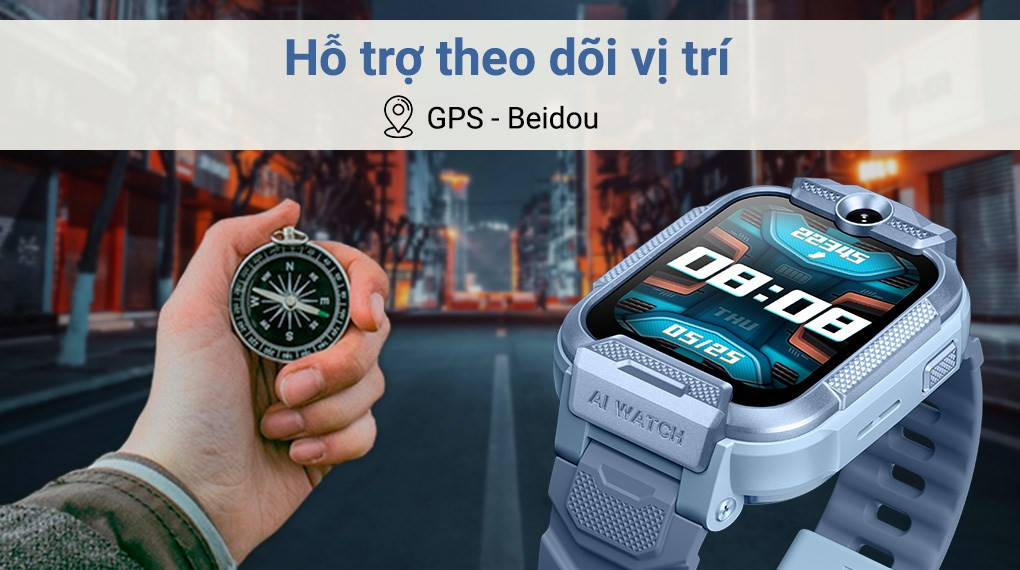 Sử dụng tính năng GPS và bản đồ trên đồng hồ thông minh Kidcare K1 để theo dõi vị trí và điều hướng.