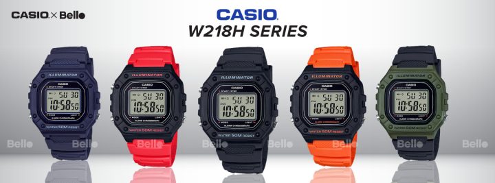 Đồng hồ điện tử Casio W-218 chính hãng, bền bỉ cho người yêu thể thao