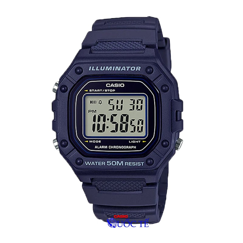 Đồng hồ điện tử Casio W-218H-2AVDF màu xanh dương