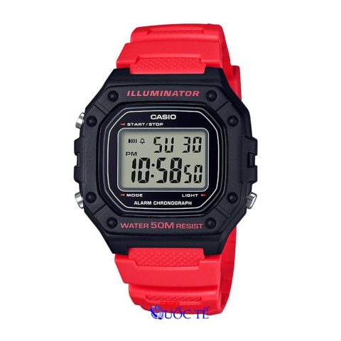 Đồng hồ điện tử Casio W-218H-4BVDF màu đỏ