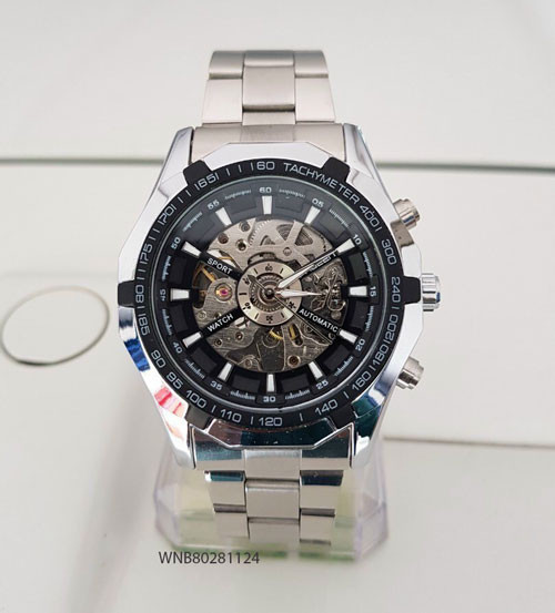Đồng hồ cơ nam Tevise Automatic dây da cao cấp, mặt số tối giản