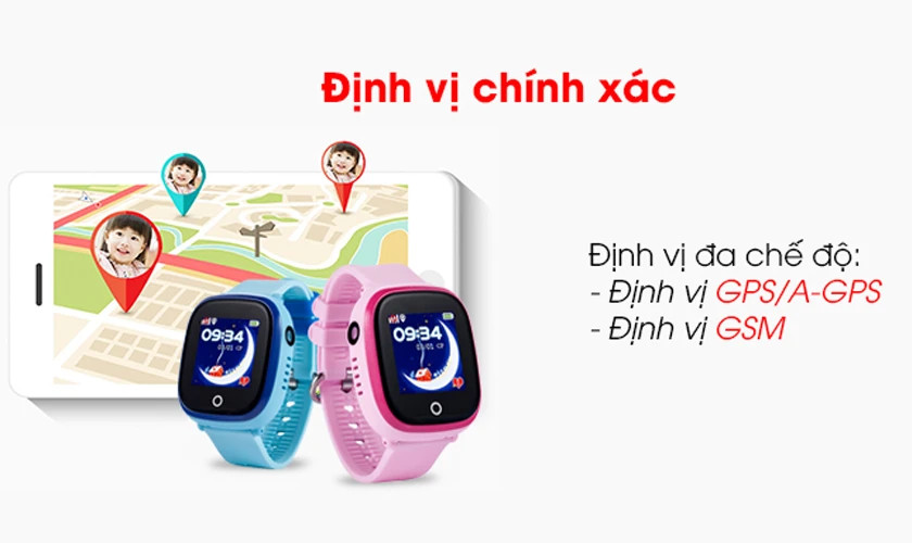 Đồng hồ Wonlex GW400X hiển thị bản đồ định vị GPS/LBS chính xác