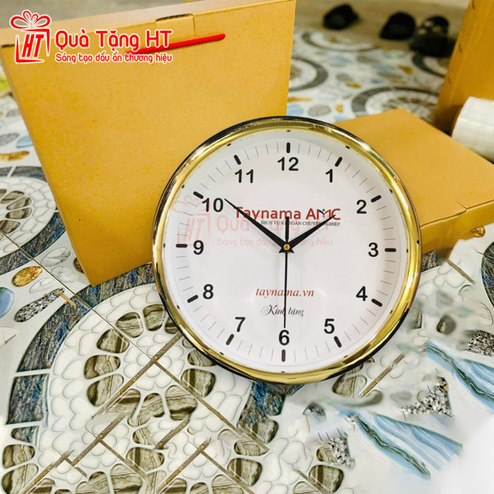Mẫu đồng hồ treo tường 30cm vành xi vàng