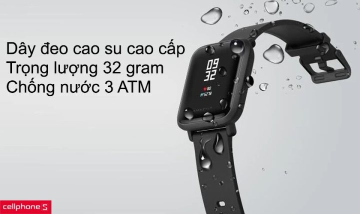 Thiết kế mỏng nhẹ của đồng hồ Xiaomi Amazfit Bip Lite với dây đeo cao su bền bỉ