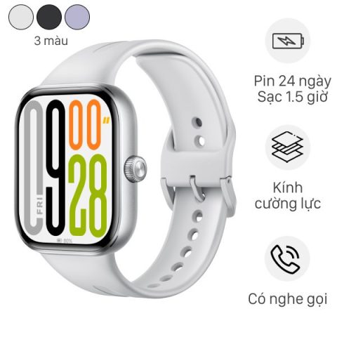 Đồng hồ thông minh Xiaomi Redmi Watch 5 hiển thị trên cổ tay nam giới, thể hiện tính năng theo dõi sức khỏe
