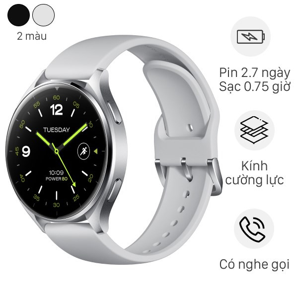 Đồng hồ thông minh Xiaomi Watch 2 màu bạc, mặt tròn sang trọng