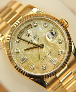 Đồng hồ nam Rolex 118238 vàng khối mặt ốc vàng cọc kim cương