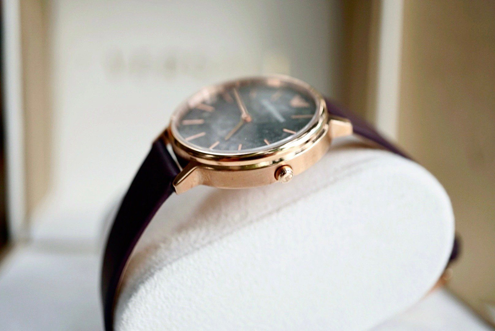 Hộp đựng sang trọng của đồng hồ Armani nữ dây da