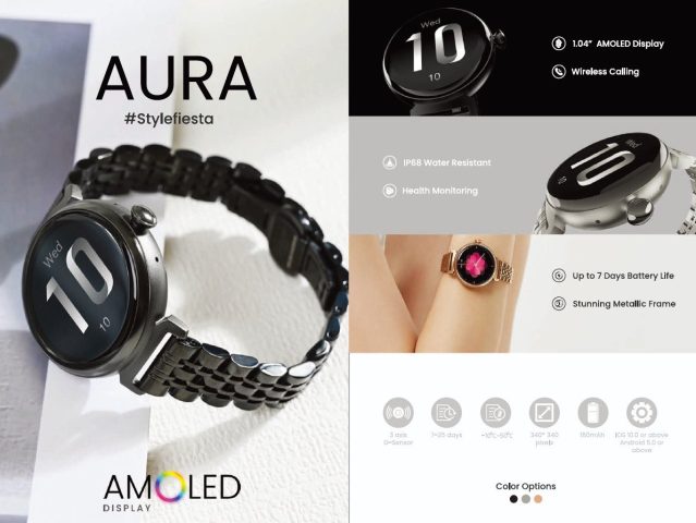 Đồng hồ thông minh nhỏ gọn HiFuture Aura trên cổ tay nữ, thiết kế sang trọng