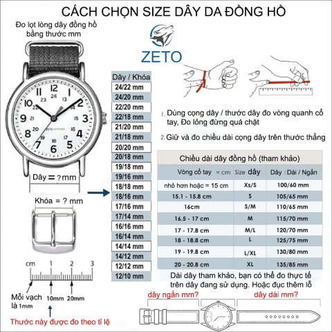 Các loại size dây đồng hồ: Hướng dẫn chi tiết cách đo và chọn lựa hoàn hảo