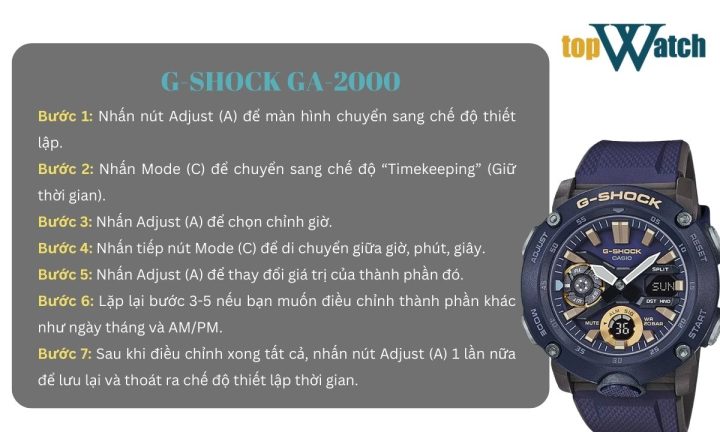 Cách Chỉnh Đồng Hồ G-Shock GA-2000 Chi Tiết Từ A Đến Z