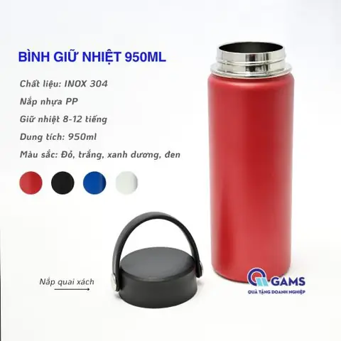 Bình giữ nhiệt Gams 950ml đỏ
