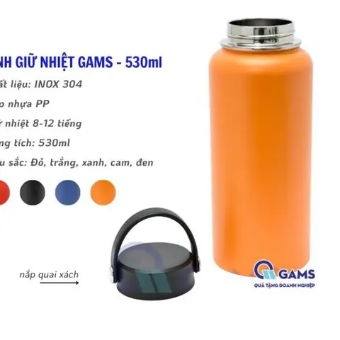 Bình giữ nhiệt Gams 530ml màu cam (1)