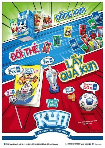 Uống sữa KUN, sưu tập thẻ, đổi quà KUN