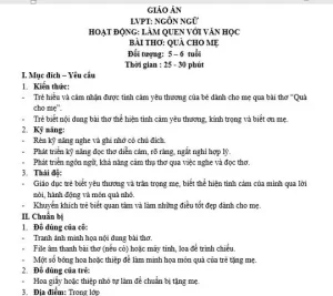 Hướng dẫn soạn giáo án bài thơ Quà của bố chi tiết cho mầm non