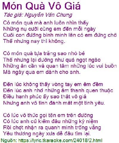 loi bài hát món quà tặng cô loi bài hát món quà tặng cô