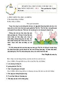 Đề kiểm tra chất lượng cuối học kì 2 môn Tiếng Việt Lớp 2 sách Kết nối tri thức - Đề 4+5