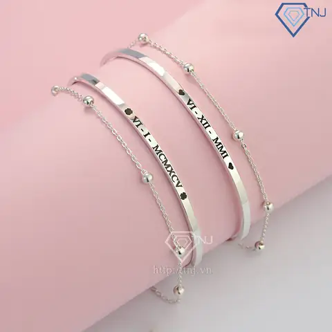 3.Vòng tay đôi cho bạn thân khắc tên miễn phí theo yêu cầu LTD0014