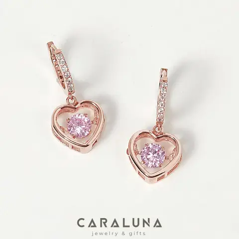 2. Hoa Tai Bạc 925 Cara Luna Trái Tim Đá Nhảy Bling Heart