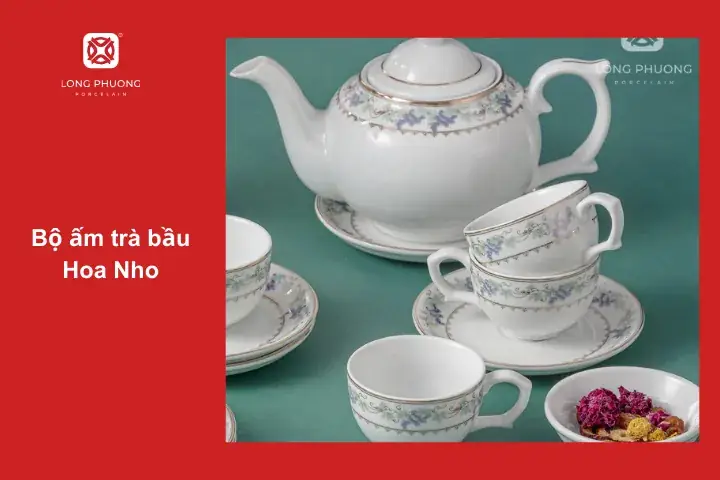 Bộ ấm trà bầu Hoa Nho