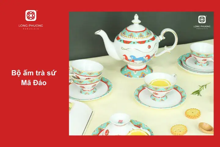 Bộ ấm trà sứ Mã Đáo