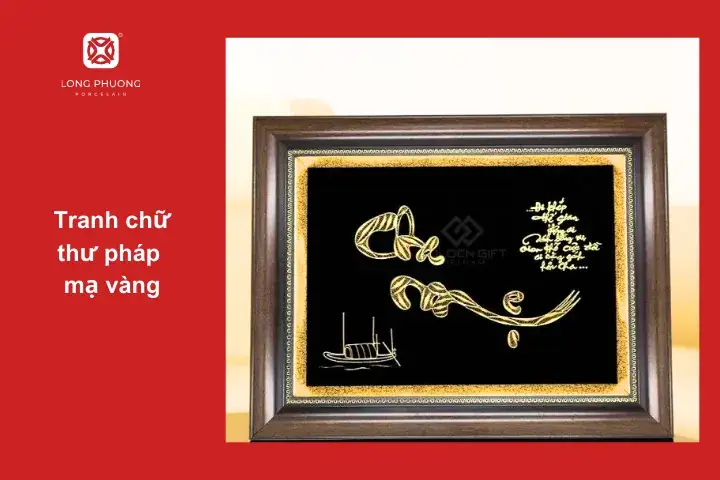 Tranh chữ thư pháp mạ vàng