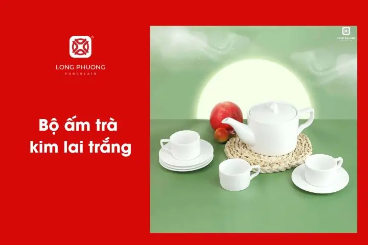 2.1.8 Bộ ấm trà Kim Lai trắng