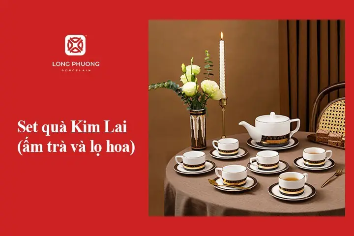 3.7 Bộ quà tặng cao cấp: ấm trà và lọ hoa mạ vàng