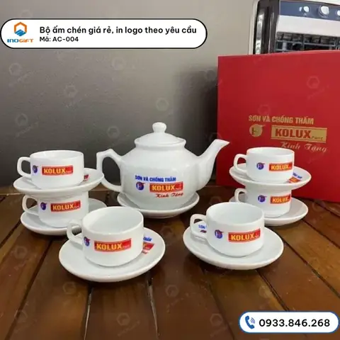 Bộ Ấm Chén Giá Rẻ, In Ấn Logo Theo Yêu Cầu