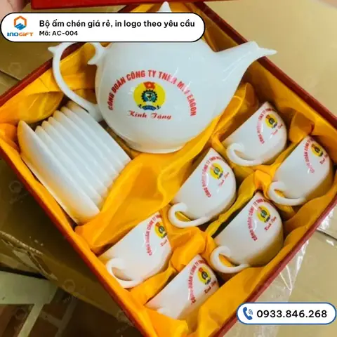 Bộ Ấm Chén Giá Rẻ, In Ấn Logo Theo Yêu Cầu