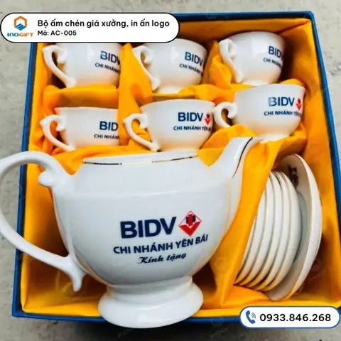 Bộ Ấm Chén Giá Xưởng, In Logo, In Chữ Theo Yêu Cầu