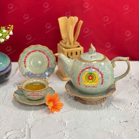 Bộ ấm chén cao cấp in logo theo yêu cầu