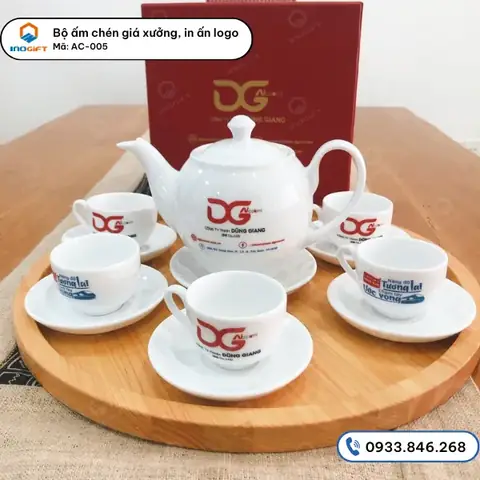 Bộ Ấm Chén Giá Xưởng, In Logo, In Chữ Theo Yêu Cầu