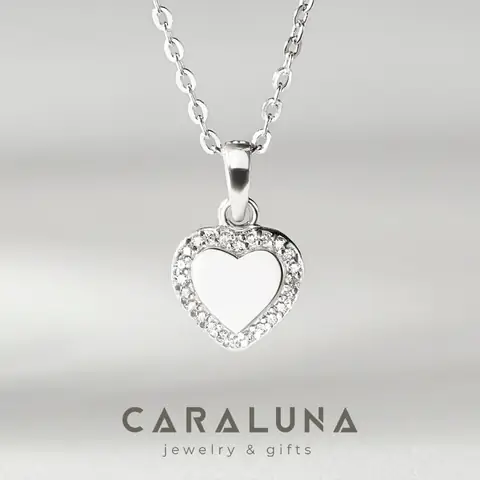 2. Dây Chuyền Bạc 925 Cara Luna Đính Đá Hình Trái Tim Lãng Mạn Romance