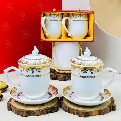 Sản xuất ly sứ vẽ vàng Bát Tràng giá tốt