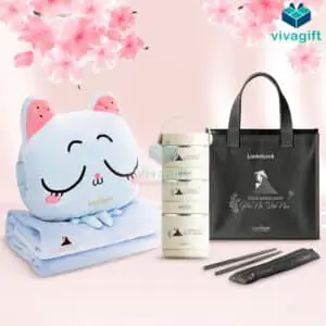Set Quà Tặng 20/10 Hộp Đựng Thực Phẩm, Chăn Ga Văn Phòng SQT2029 - Quatangviva.com