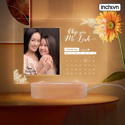 Đèn Mica in hình và lời chúc đến mẹ