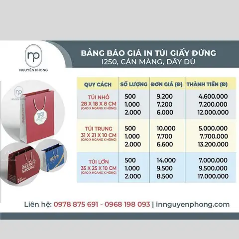 Giá túi bao nhiêu 1 sản phẩm?