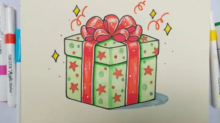 Gợi ý một số ý tưởng vẽ hộp quà Noel đẹp, dễ thương
