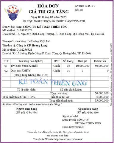 xuất hóa đơn quà tặng khách hàng